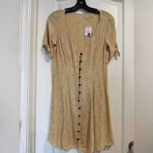 Urban Outfitters Beige Button-Down Midi Dress